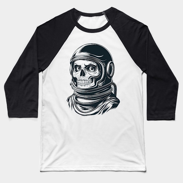 Skull Face Astronaut Illustration Baseball T-Shirt by TeeTrendz